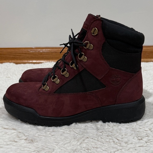 NWOB Timberland 6-Inch Field Boot Burgundy Men's Sz 9 A5W79 Waterproof Casual - Picture 7 of 14